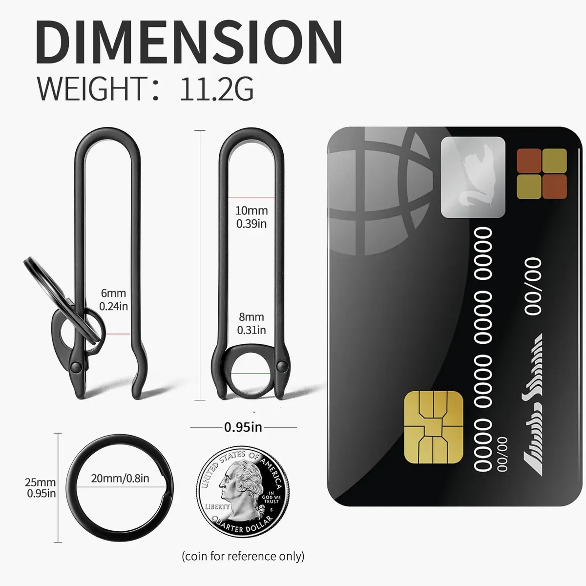 FEGVE Titanium Key Belt Clip | Carabiner Keychain Belt Holder, Rustproof & Secure Lock - view 2