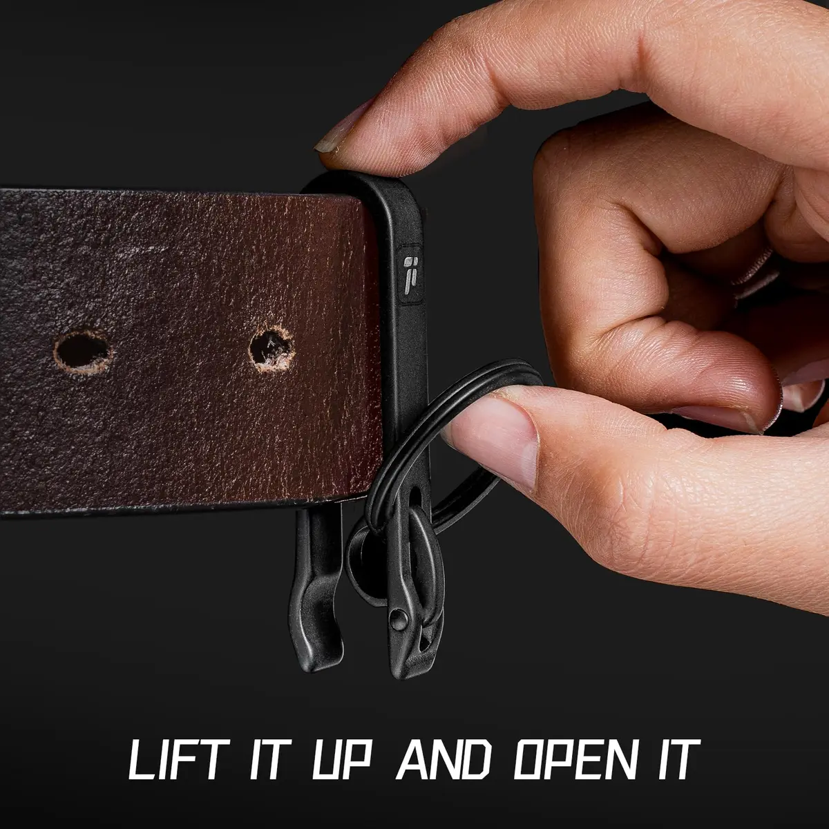 FEGVE Titanium Key Belt Clip | Carabiner Keychain Belt Holder, Rustproof & Secure Lock - view 3