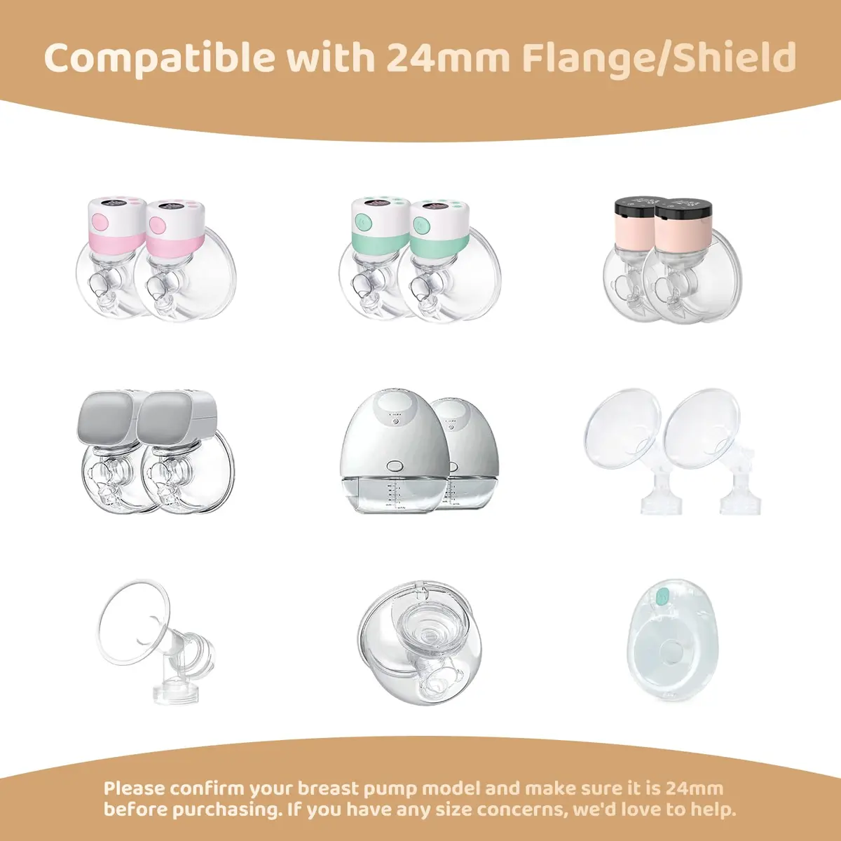 Suniceme 21mm Flange Inserts for 24mm Shields | 4-Pack, BPA-Free Silicone - view 3