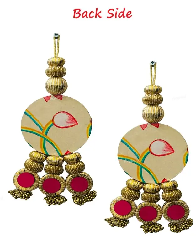 Divyakosh Shubh Labh Door Hanging (2 Pcs) | Handcrafted Indian Decor for Entrance | Bright Pink - view 10