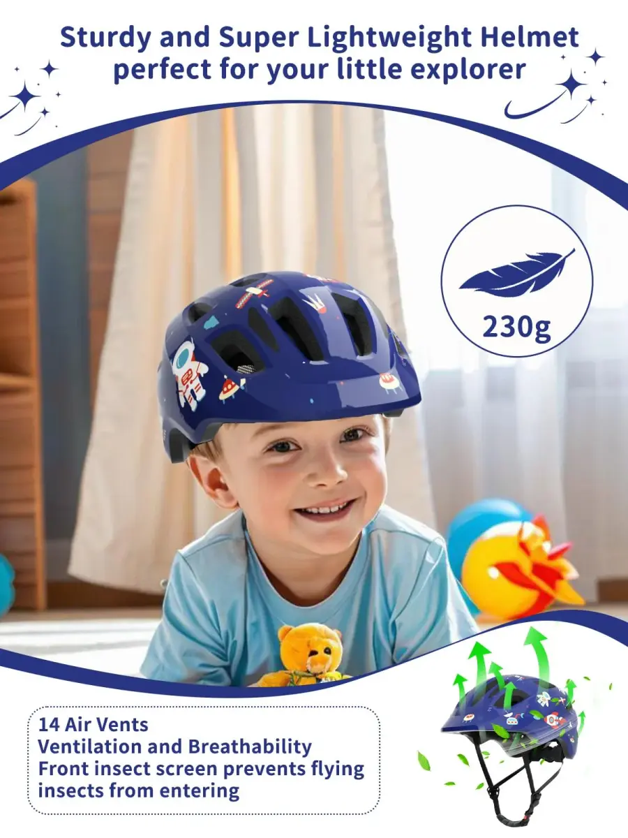 XJD Toddler Helmet Design Blue | Adjustable Fit Multi-Sport Kids Bike Helmet for Age 1-8 Years, 52-56 cm - view 7