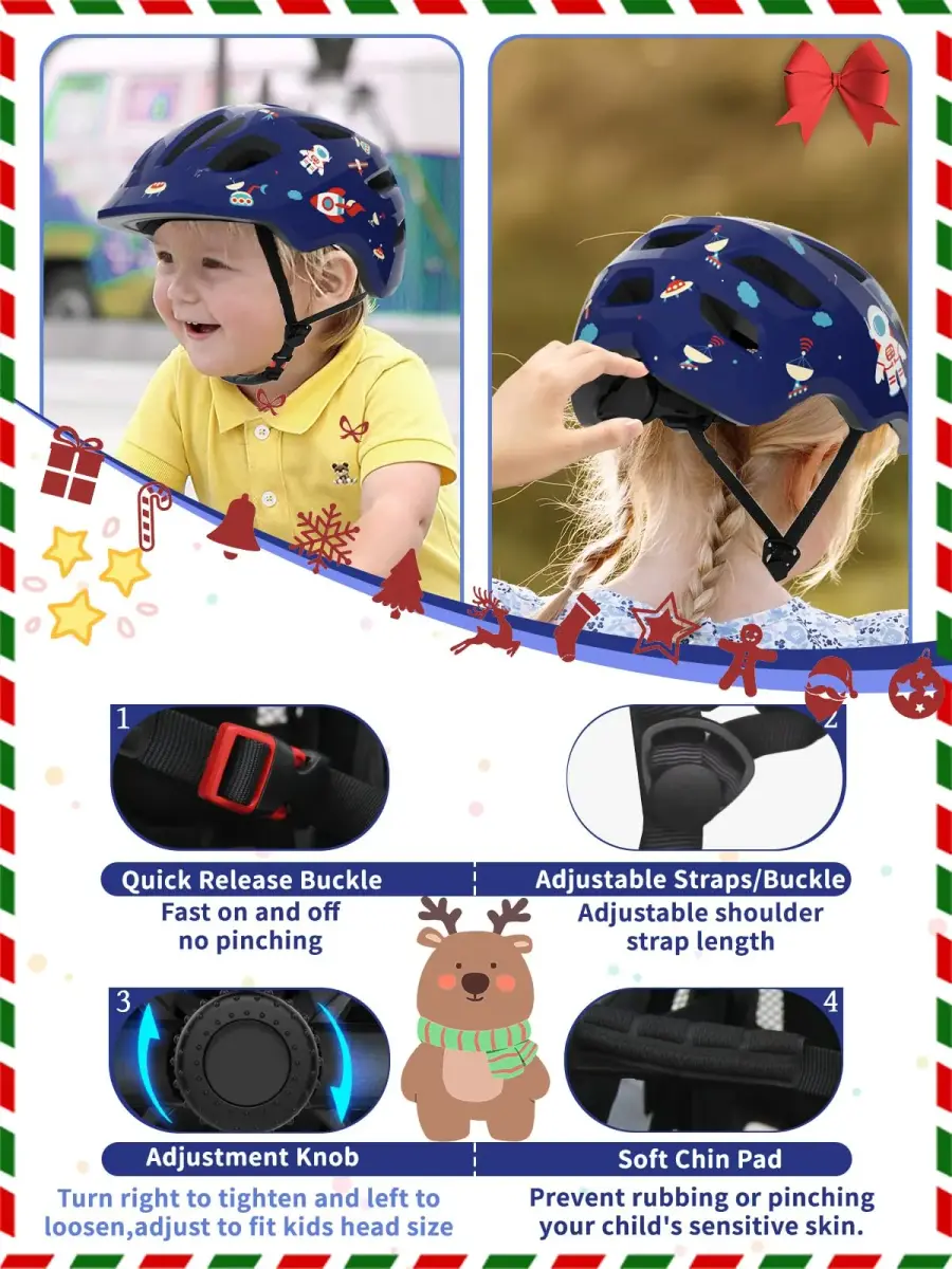 XJD Toddler Helmet for Kids, Design Blue, X-Small (46-51 cm) - Lightweight Multi-Sport Bike & Skateboard Helmet - view 4