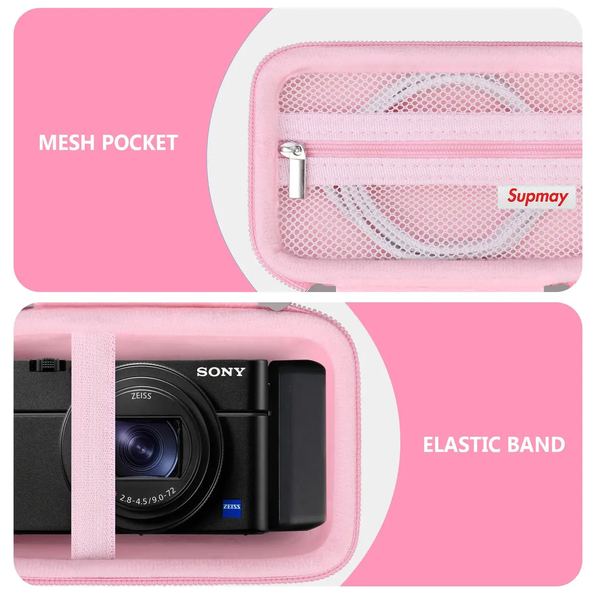 Supmay Pink Camera Case for Sony RX100 VII/VI/V/IV/III Cameras | Compact Travel Pouch with Zipper Mesh Pocket - view 5