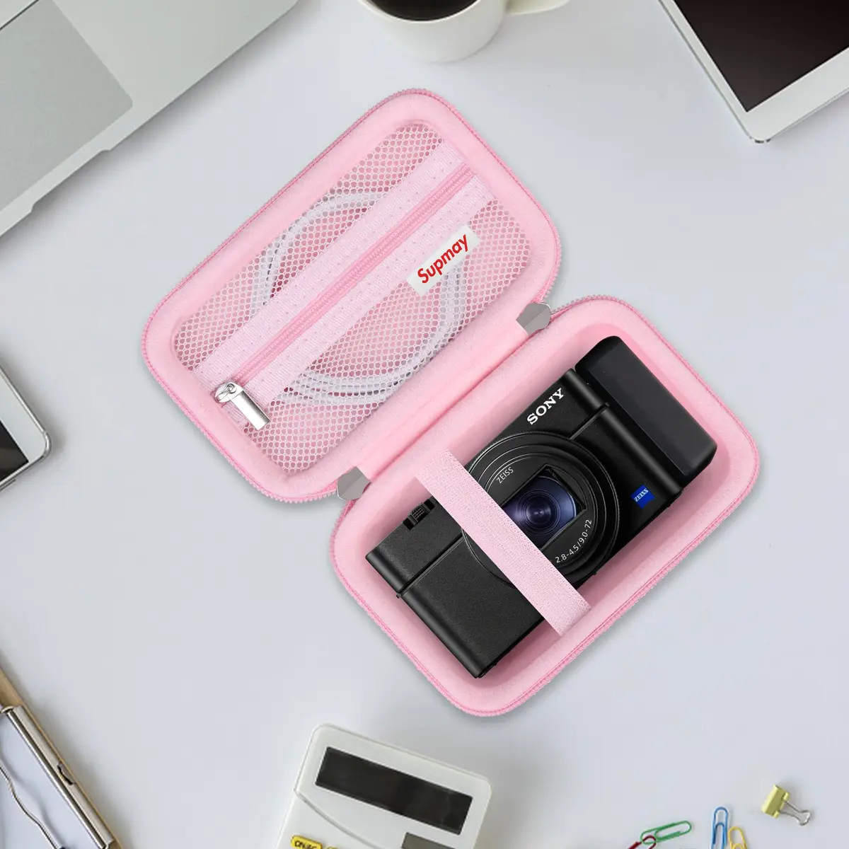 Supmay Pink Camera Case for Sony RX100 VII/VI/V/IV/III Cameras | Compact Travel Pouch with Zipper Mesh Pocket - view 7