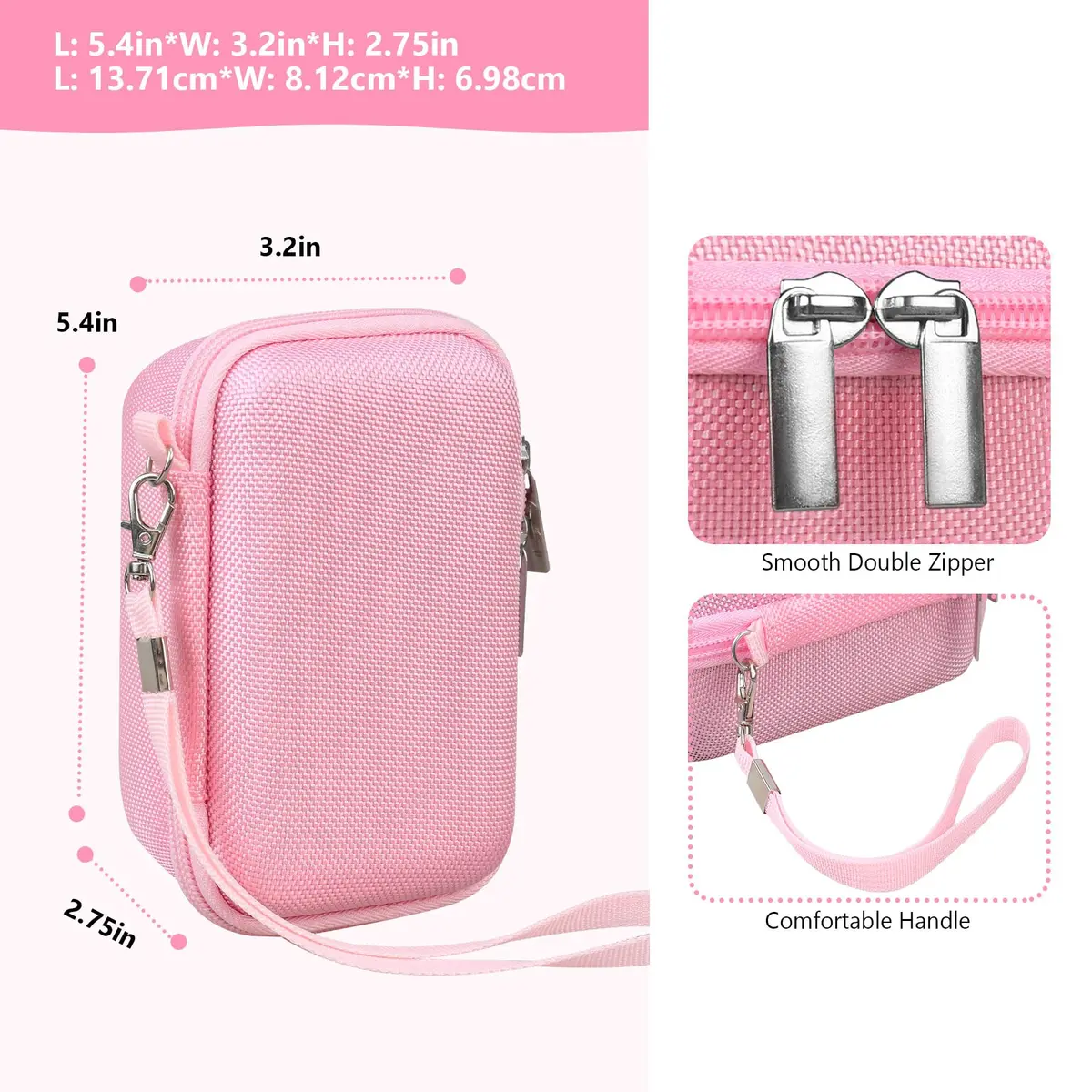 Supmay Pink Camera Case for Sony RX100 VII/VI/V/IV/III Cameras | Compact Travel Pouch with Zipper Mesh Pocket - view 3
