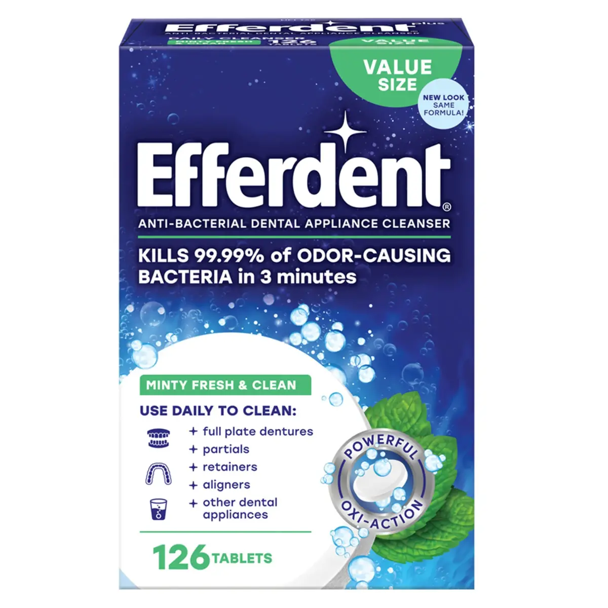 Efferdent Retainer Cleaning Tablets & DenTek Floss Picks 150 Count | Kills 99.99% Bacteria - view 2