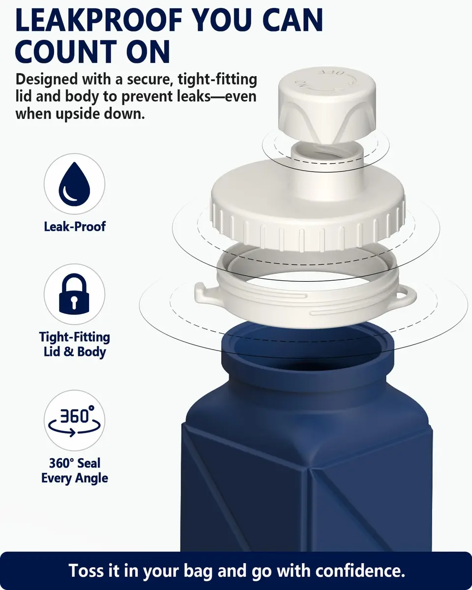 BEAUTAIL Collapsible Water Bottle 21oz/610mL | Space-Saving, Leakproof & Reusable - view 4