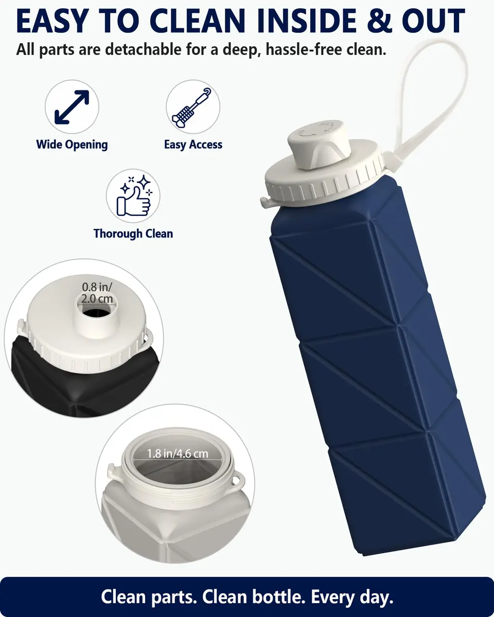 BEAUTAIL Collapsible Water Bottle 21oz/610mL | Space-Saving, Leakproof & Reusable - view 5