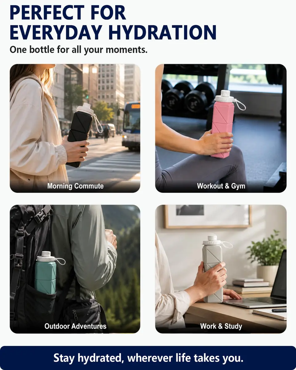 BEAUTAIL Collapsible Water Bottle 21oz/610mL | Space-Saving, Leakproof & Reusable - view 6