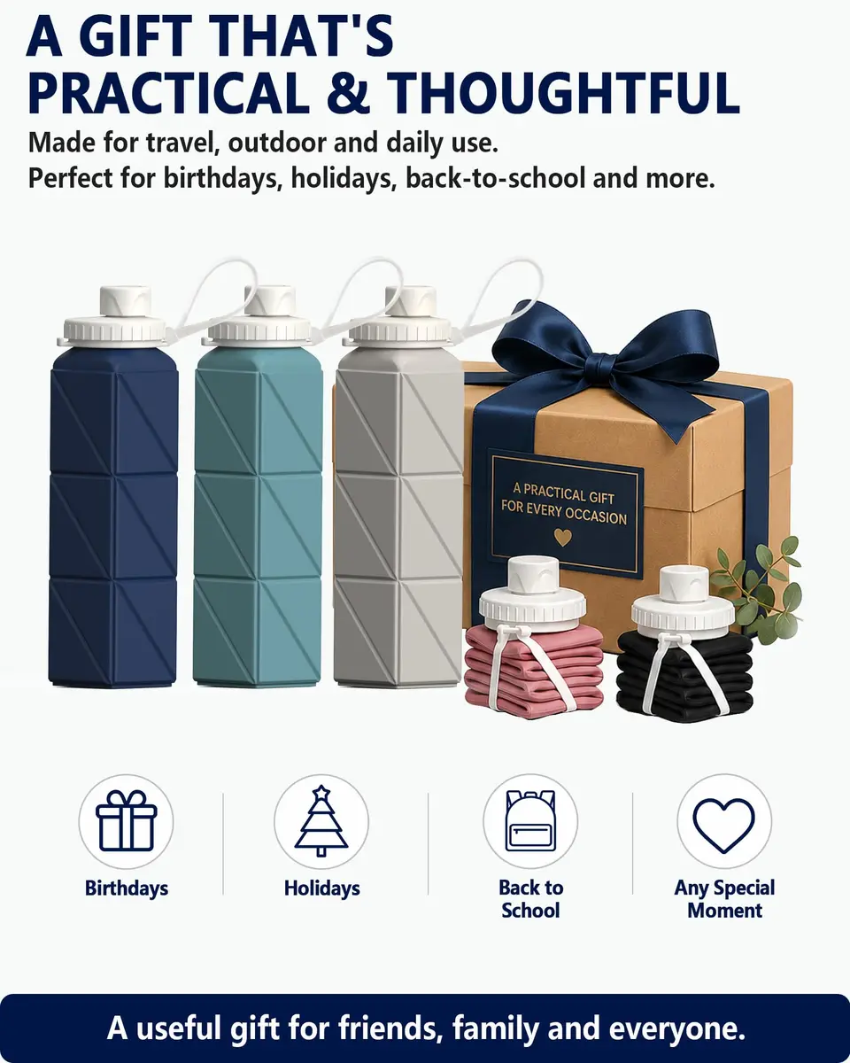 BEAUTAIL Collapsible Water Bottle 21oz/610mL | Space-Saving, Leakproof & Reusable - view 8