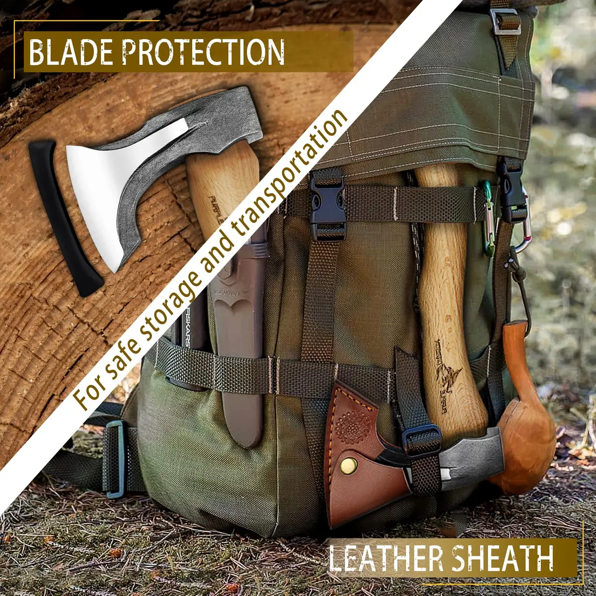 Purple Dragon Camping Hatchet 14.7 Inch Hand Forged Splitting Axe | Outdoor Wood Splitting & Bushcraft Tool - view 4