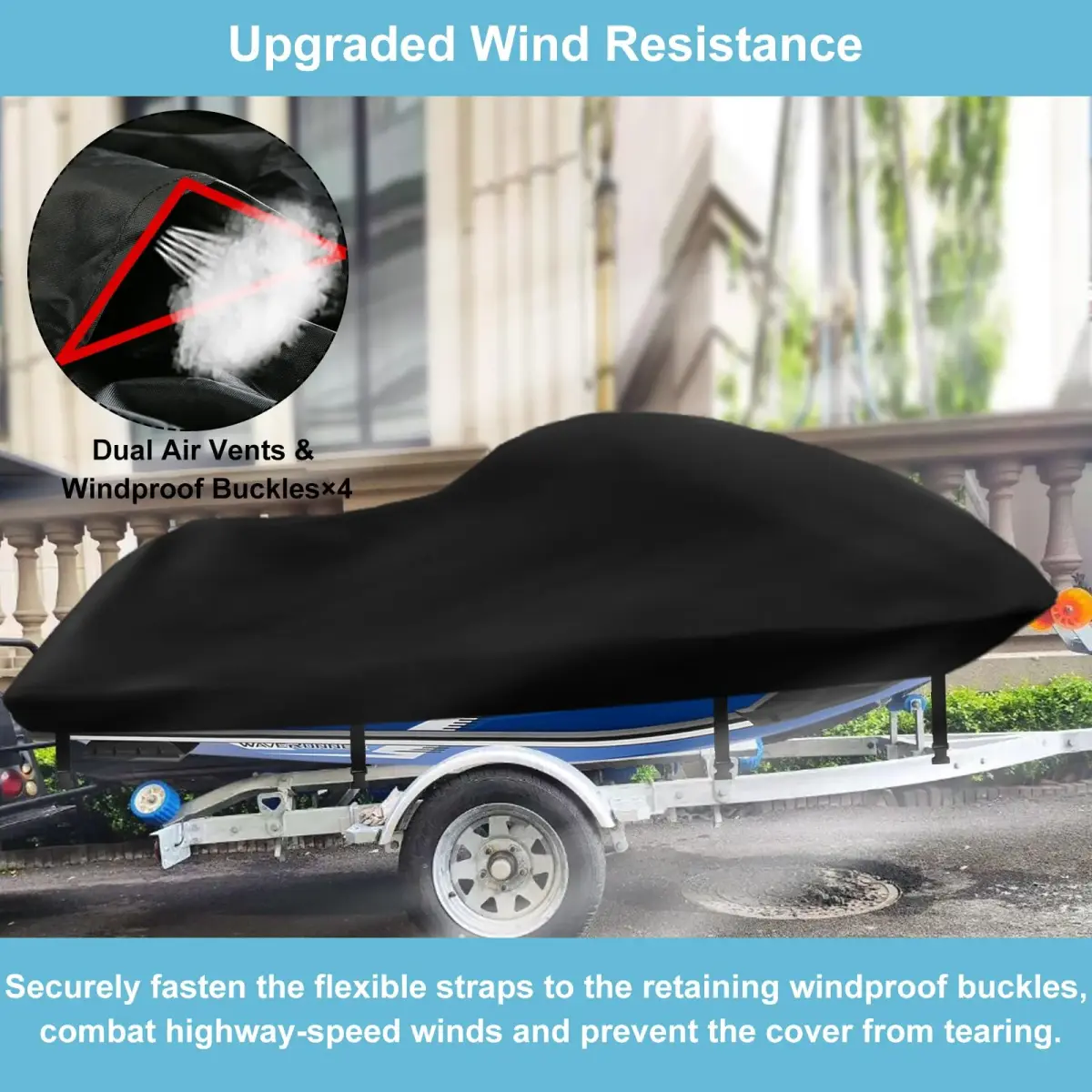 SRIMMIT 3-Seater Jet Ski Cover 365cm (145") | 420D Waterproof UV PWC Cover for Outdoor Storage & Trailering - view 5