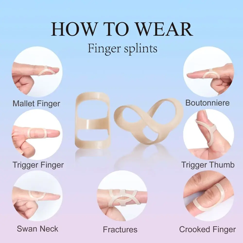 UAKIKAU Oval Finger Splint 8 pcs, Medium (1.5-2.7 Inches) | Supports Mallet, Trigger, Arthritis Fingers - view 4