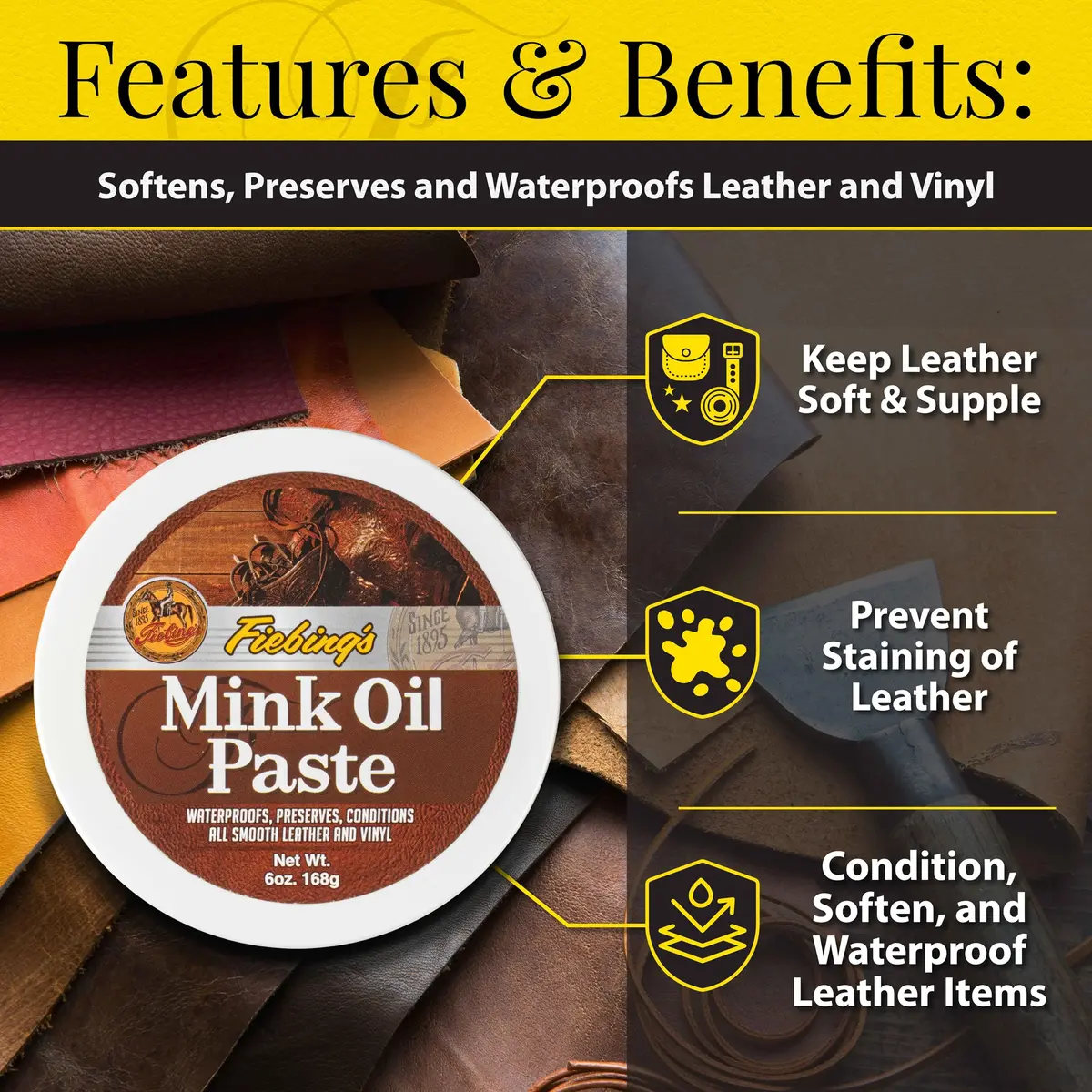 Fiebing's Mink Oil for Leather Boots 2 Pack | Waterproof & Preserves Leather (6 oz Each) - view 2