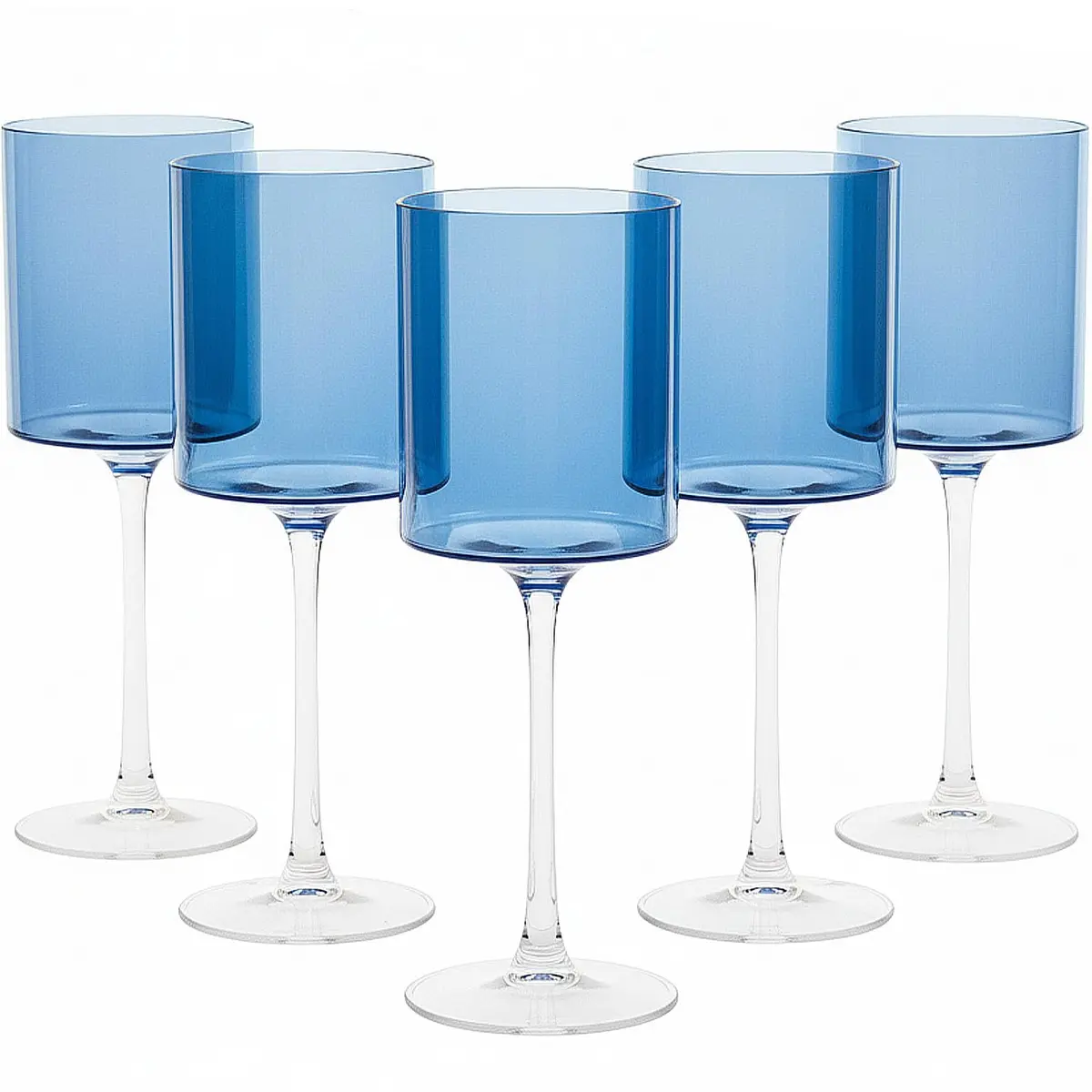 BLUESKY Blue & Clear Two-Tone Wine Glass Set - 14 Oz (5 Pieces) | Elegant, Sophisticated Design for Upscale Events & Gifting - main product image