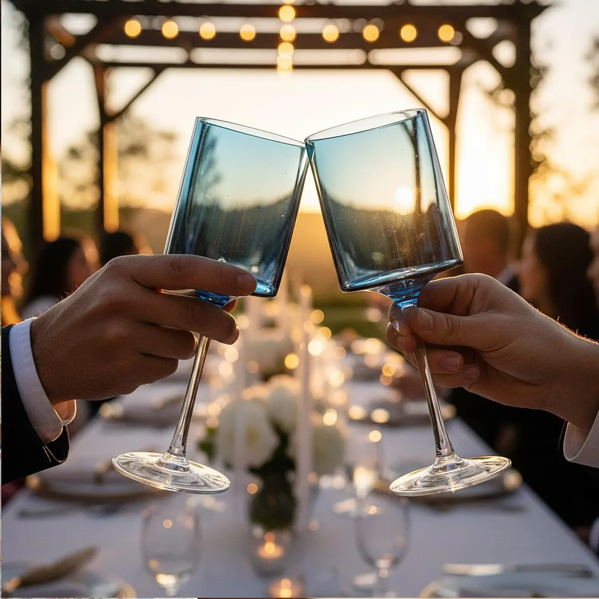 BLUESKY Blue & Clear Two-Tone Wine Glass Set - 14 Oz (5 Pieces) | Elegant, Sophisticated Design for Upscale Events & Gifting - view 5