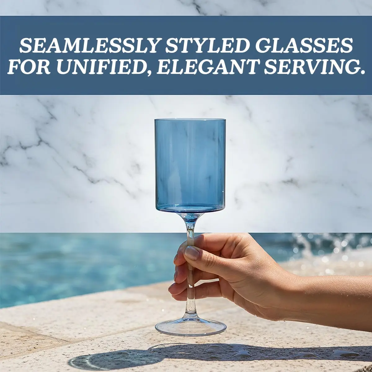 BLUESKY Blue & Clear Two-Tone Wine Glass Set - 14 Oz (5 Pieces) | Elegant, Sophisticated Design for Upscale Events & Gifting - view 2