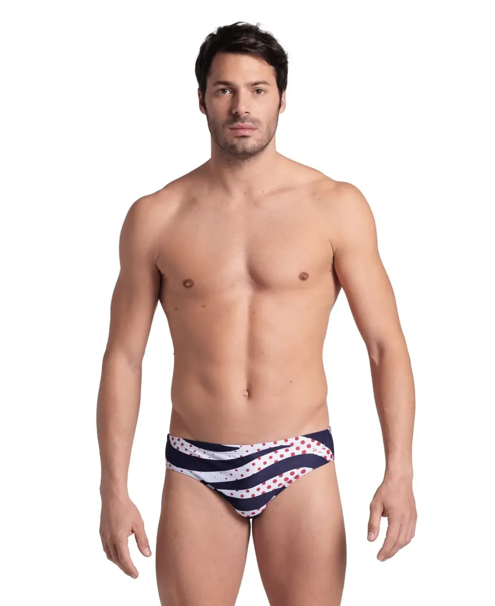 ARENA Performance Men's Multi Stripes Swim Brief Chlorine Resistant MaxLife Swimsuit, US Size 34 | Durable, Eco-Friendly Pool Wear - main product image