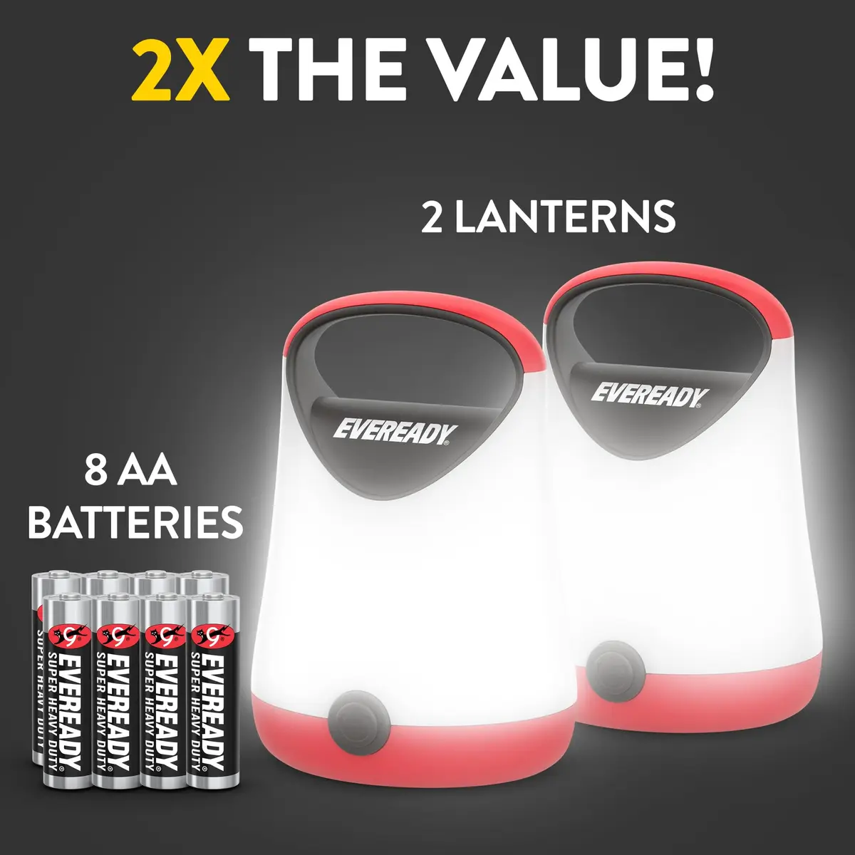 Eveready LED Camping Lantern X-250 (2-Pack, 250 Lumens) | 100 Hour Run-time, Water Resistant - view 6