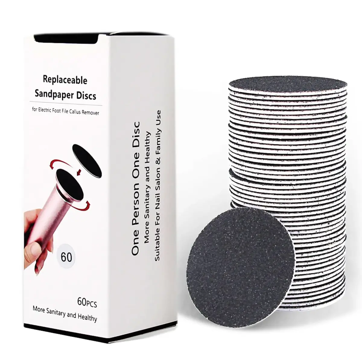 I·B·N G Replaceable Sandpaper Discs for Electric Foot File 60 Grit Coarse, 60 Count | For Hard Dry Dead Skin Removal - main product image