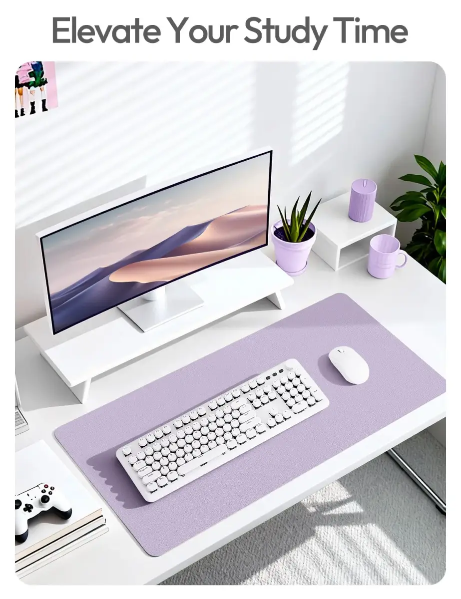 YSAGi PU Leather Desk Protector Mat (Light Purple, 47.2" x 23.6") | Protects Desk, Doubles as Large Mouse Pad - view 6