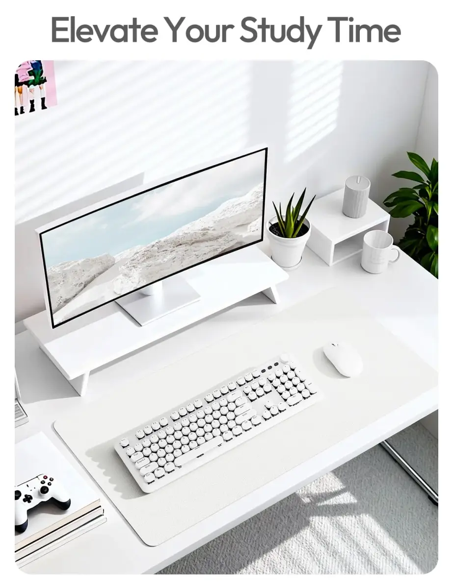 YSAGi White PU Leather Desk Protector Mat 47.2" x 23.6" | Large Waterproof Writing Pad - view 6