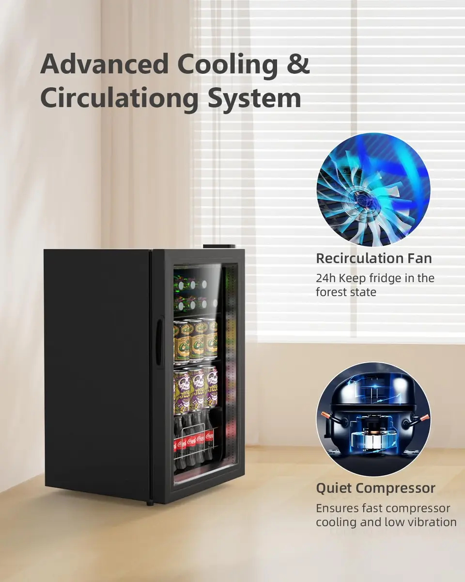Geekman Beverage Refrigerator Cooler, 120 Can Capacity | Adjustable Shelves & Quiet Operation - view 4