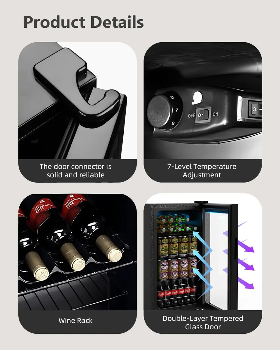 Geekman Beverage Refrigerator Cooler, 120 Can Capacity | Adjustable Shelves & Quiet Operation - view 6