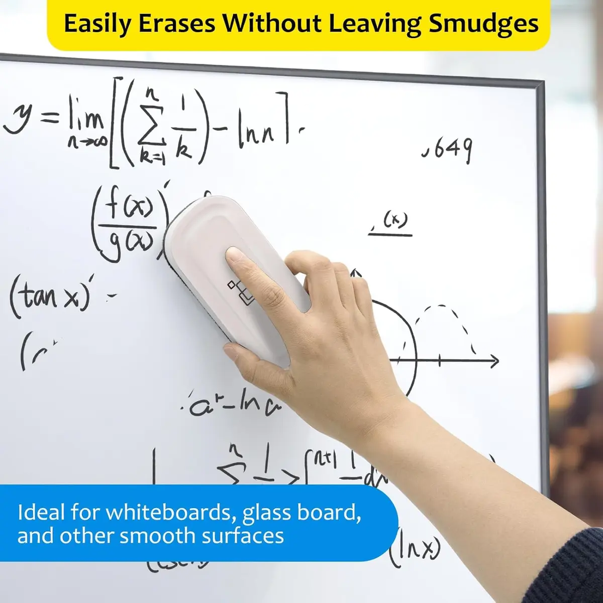 maxtek Magnetic Dry Erase Eraser, Pure White, 2 Pack | Strong Magnetic Grip, Durable ABS, Ergonomic Comfort - view 4