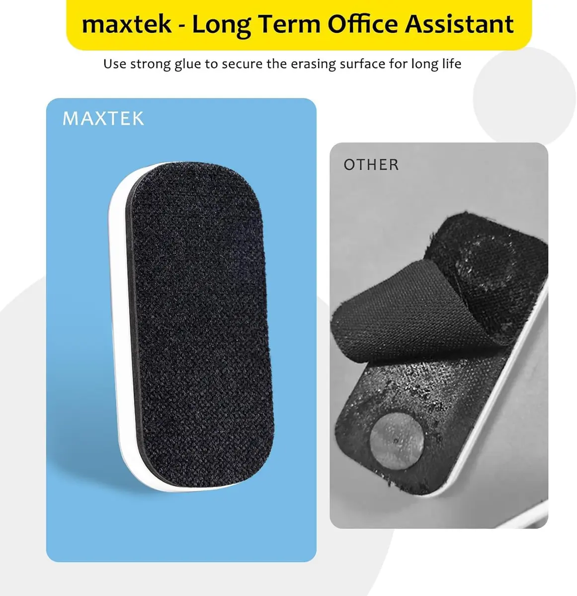 maxtek Magnetic Dry Erase Eraser, Pure White, 2 Pack | Strong Magnetic Grip, Durable ABS, Ergonomic Comfort - view 7