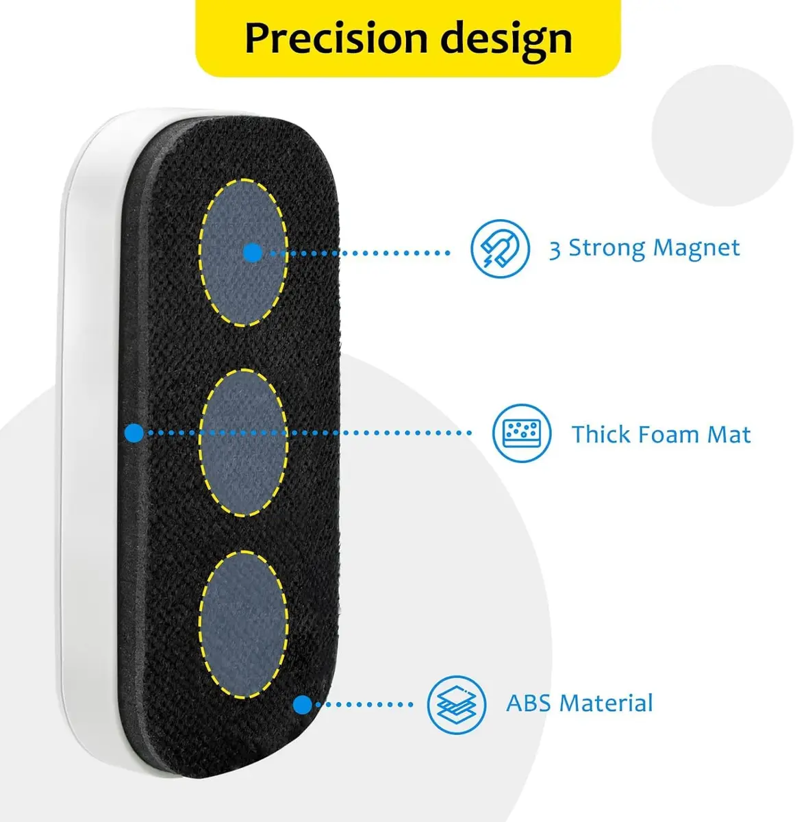 maxtek Magnetic Dry Erase Eraser, Pure White, 2 Pack | Strong Magnetic Grip, Durable ABS, Ergonomic Comfort - view 2