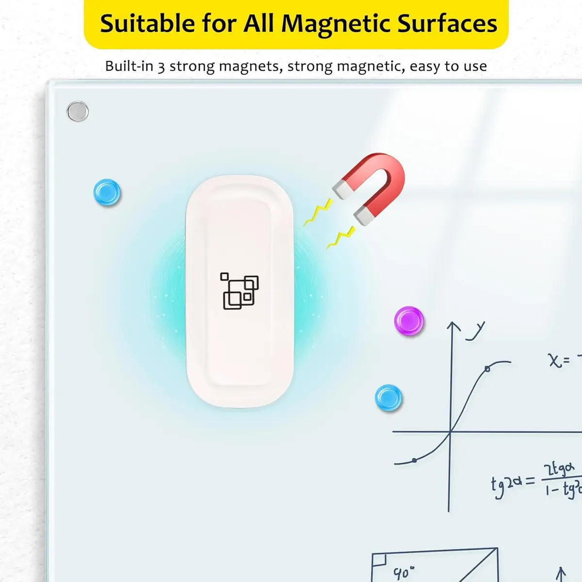maxtek Magnetic Dry Erase Eraser, Pure White, 2 Pack | Strong Magnetic Grip, Durable ABS, Ergonomic Comfort - view 3