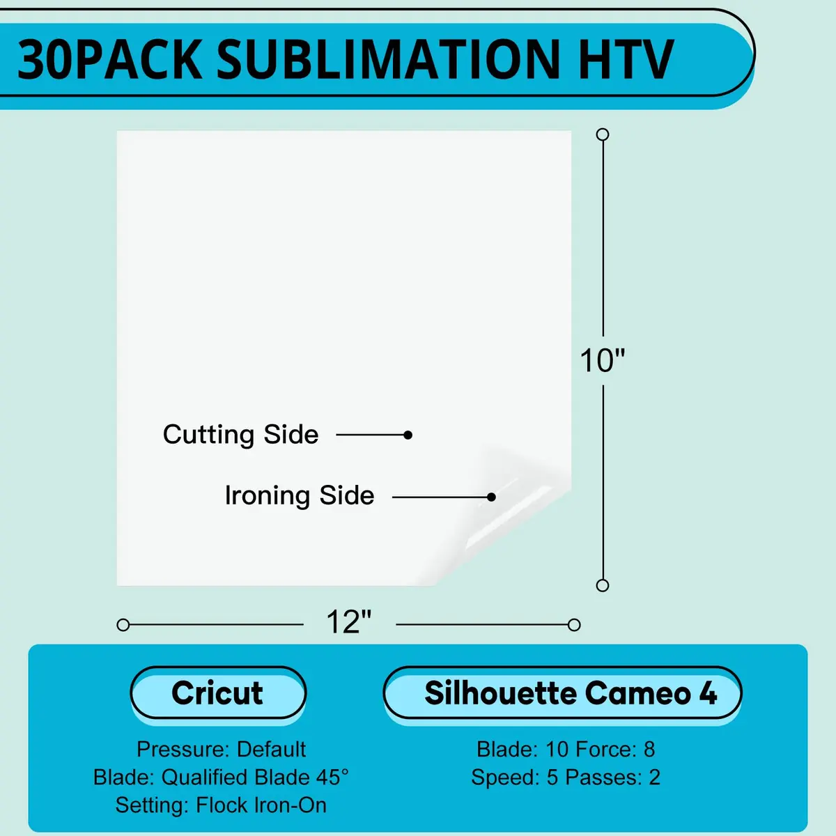 HTVRONT Sublimation HTV Sheets for Cotton Fabric - Matte, 12x10'', 30 Pack | Fade Resistant - view 5