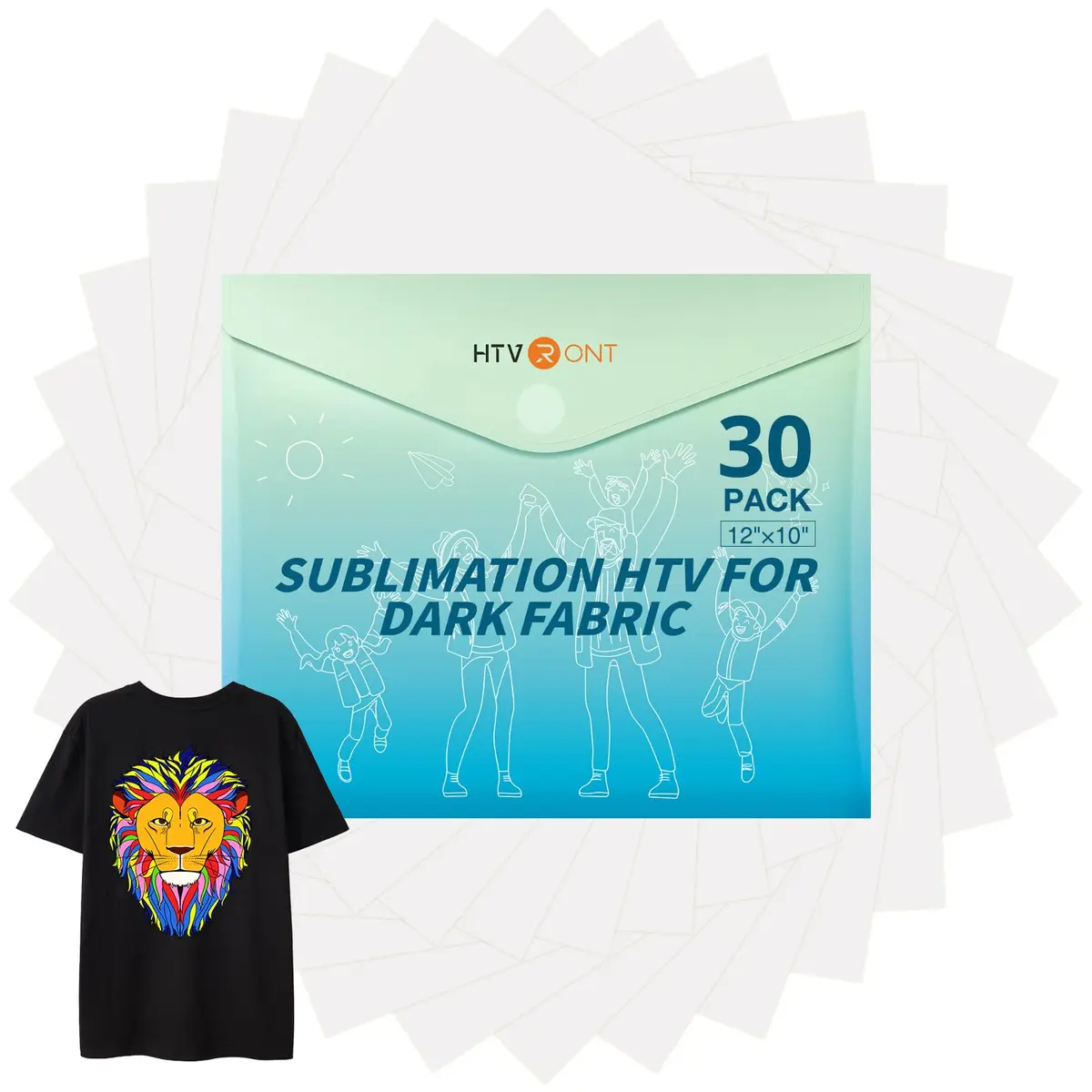 HTVRONT Sublimation HTV Sheets for Cotton Fabric - Matte, 12x10'', 30 Pack | Fade Resistant - main product image