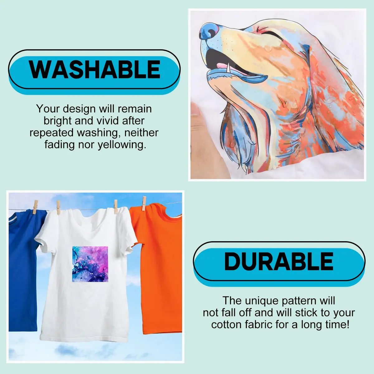 HTVRONT Sublimation Vinyl for Cotton Shirts 30 Pack 12"x10" | Bright, Durable & Easy to Apply - view 4