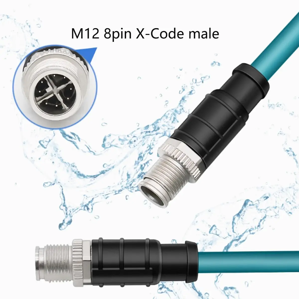 BOUUNCIY M12 8 Pin to RJ45 Industrial Ethernet Cable 3.28ft | Shielded Cat6 Field Wireable for Automation - view 3