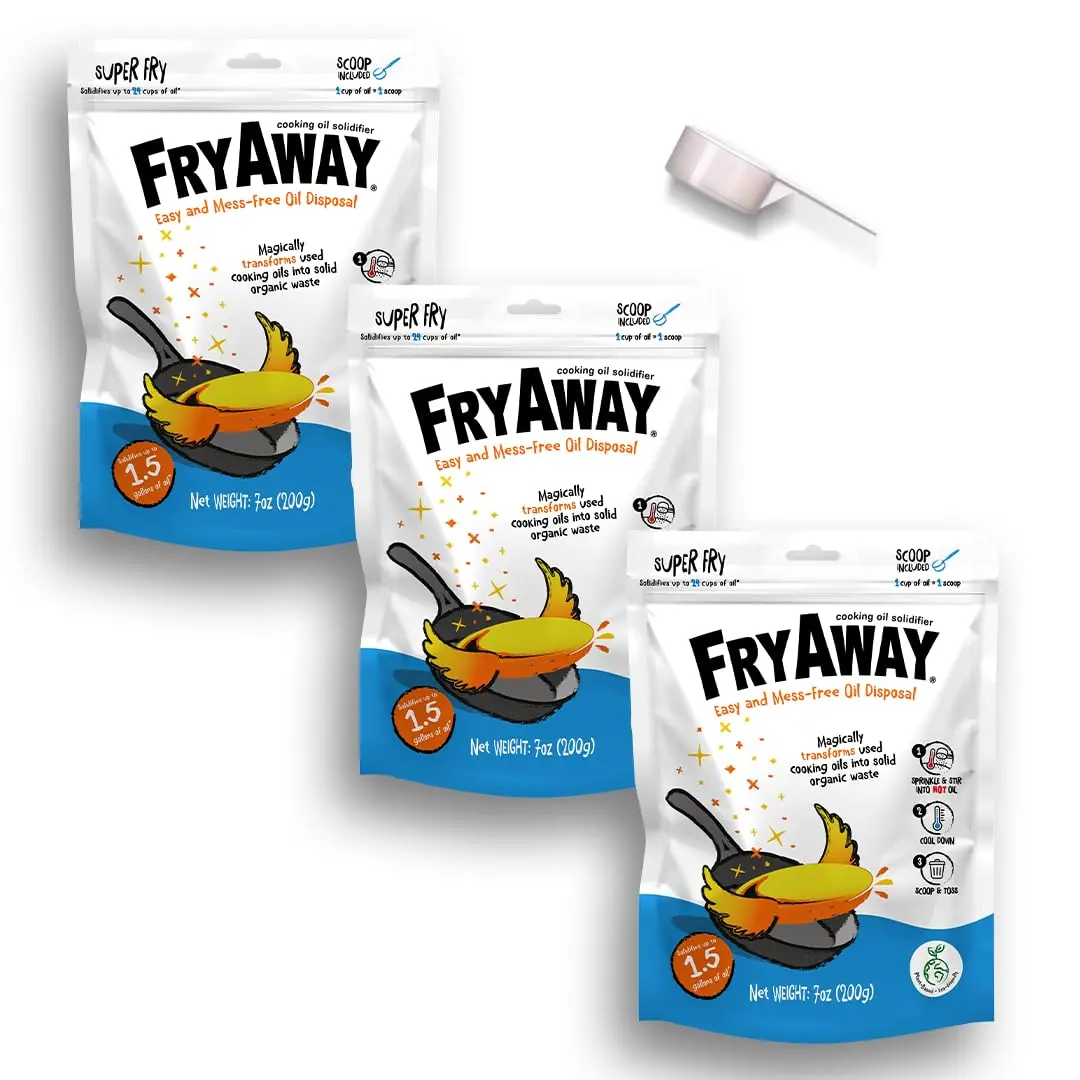 FryAway Super Fry Oil Solidifier 3-Pack | Solidifies 4.5 Gallons of Oil, Made in USA - main product image