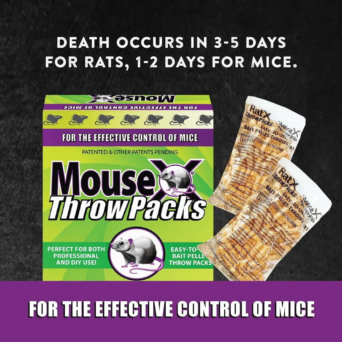 MouseX Throw Packs- for All Species of Rats Mice Safe Around Pets- Pack of 2 | Indoor & Outdoor Rodent Control Pellets - view 4