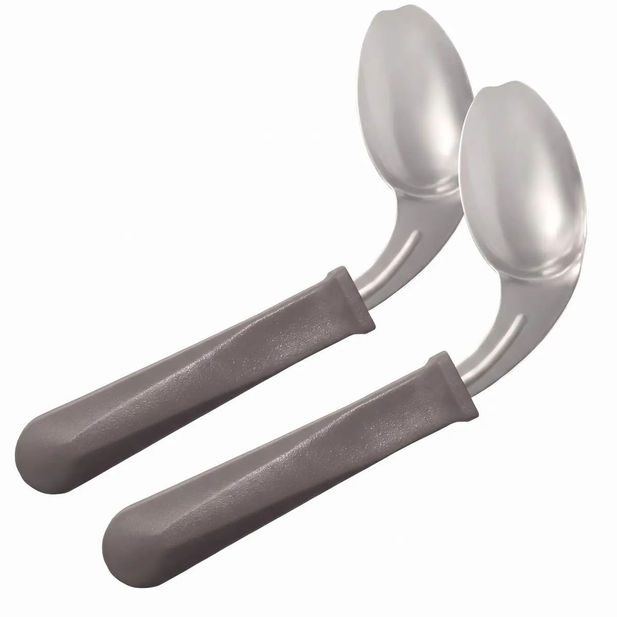 Rehabilitation Advantage Right Handed Grip Easy Offset Spoon (Pack of 2) | Ergonomic Stainless Steel Design for Limited Mobility - main product image