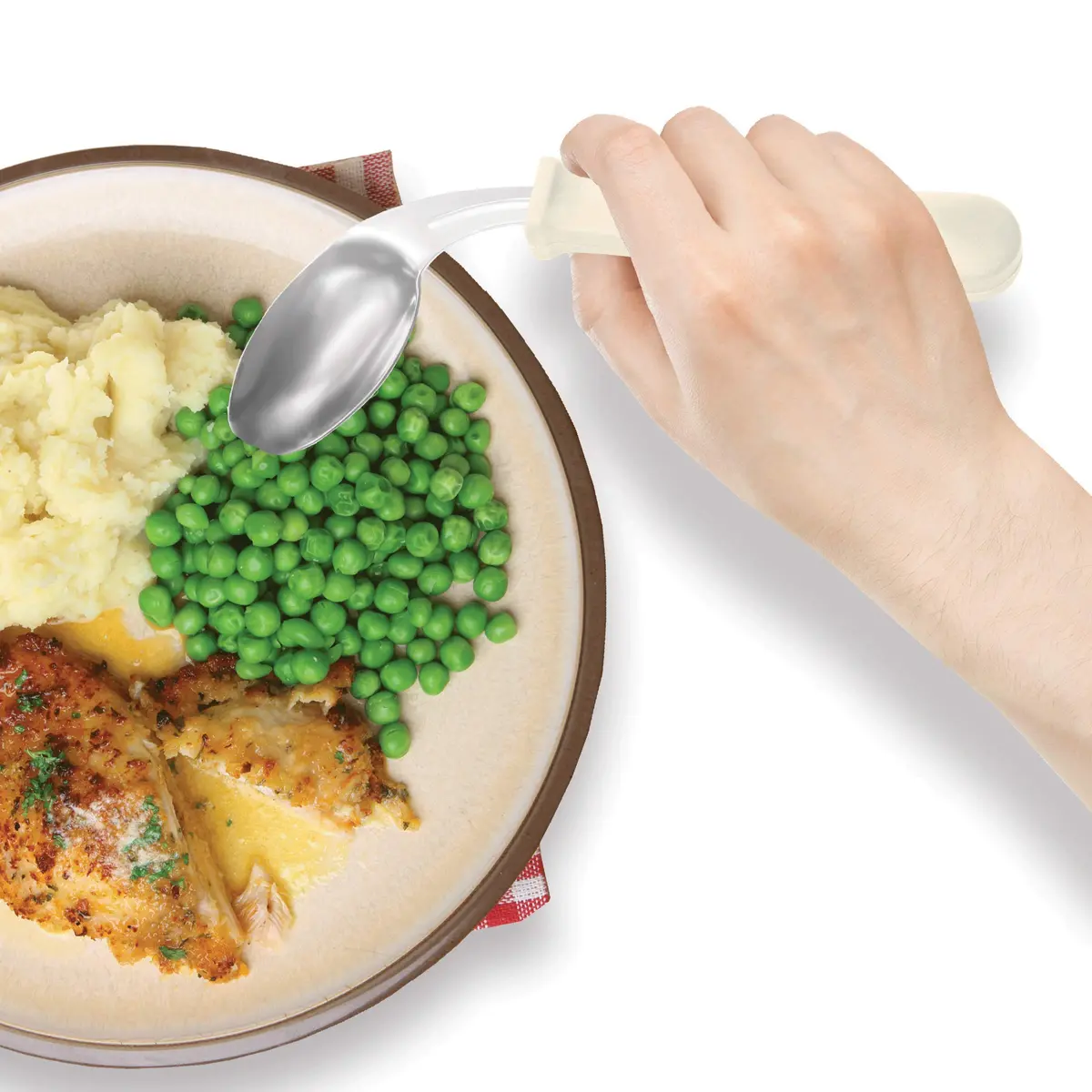 Rehabilitation Advantage Right Handed Grip Easy Offset Spoon (Pack of 2) | Ergonomic Stainless Steel Design for Limited Mobility - view 5