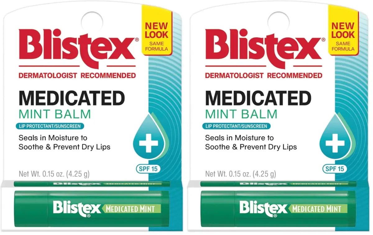 Blistex Medicated Mint Lip Balm 2x0.15 oz (0.3 oz) | SPF 15 Sun Protection for Dry, Chapped Lips - main product image