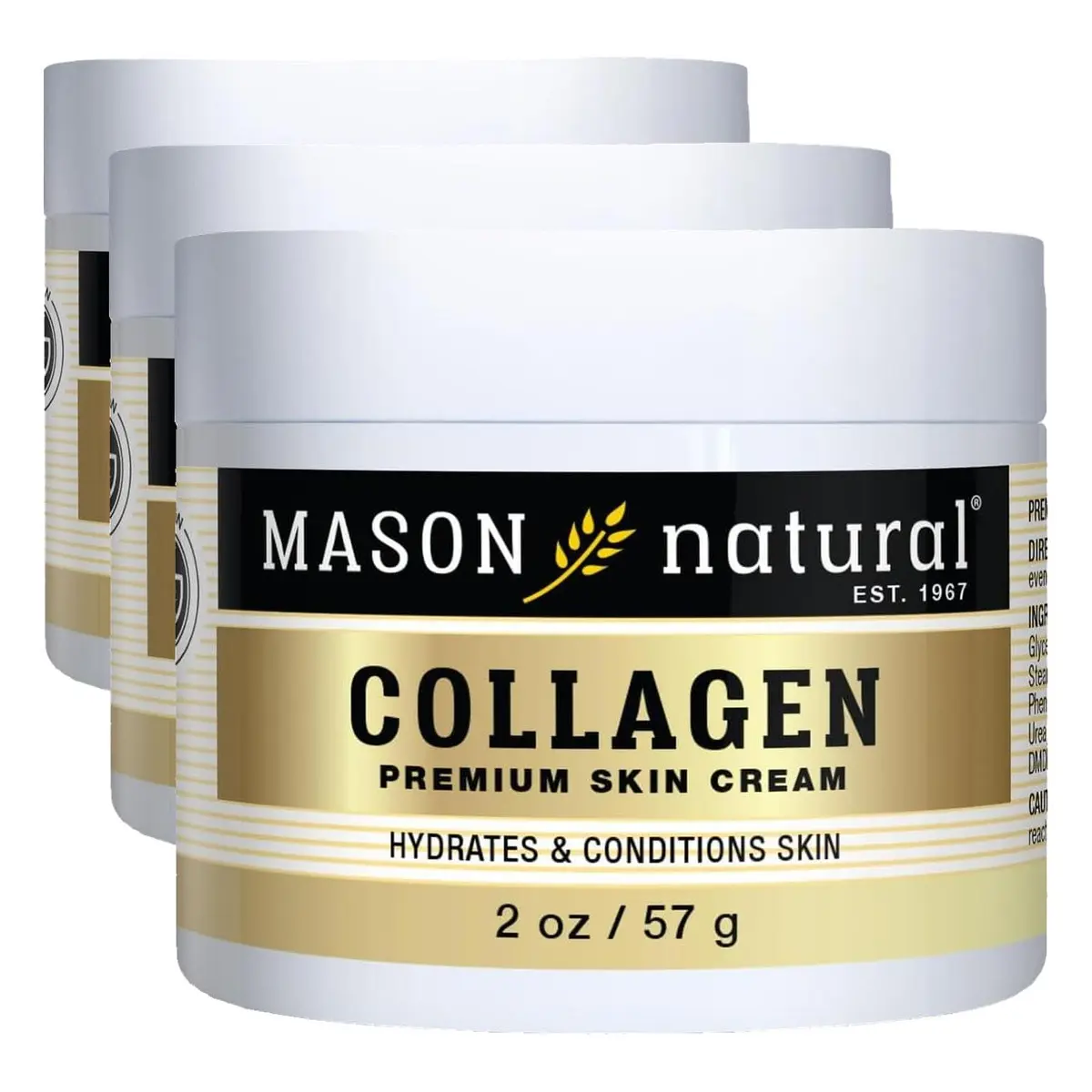 MASON NATURAL Collagen Premium Skin Cream - Anti Aging Face & Body Moisturizer, Pear Scent, 2 OZ (Pack of 3) - main product image