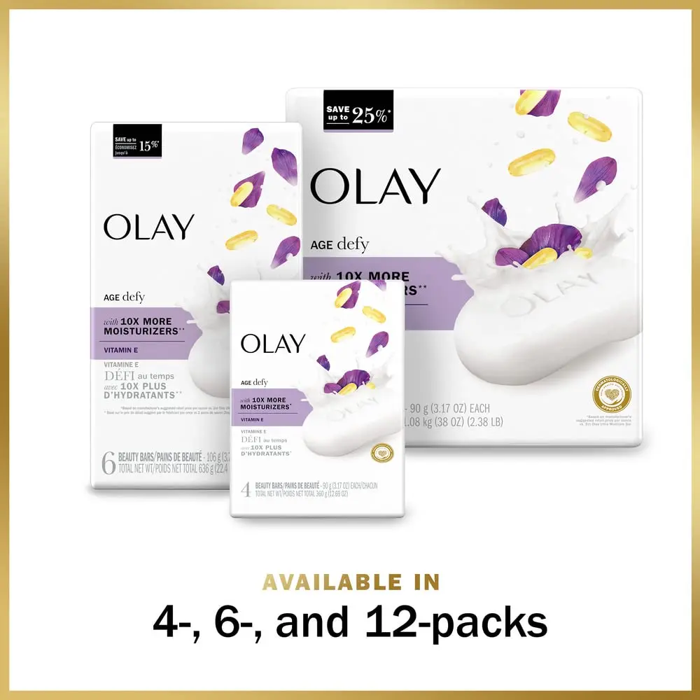 Olay Age Defying Beauty Bar Soap 4 ct | Gentle, Unscented Skin Cleanser for Dry Skin - view 4