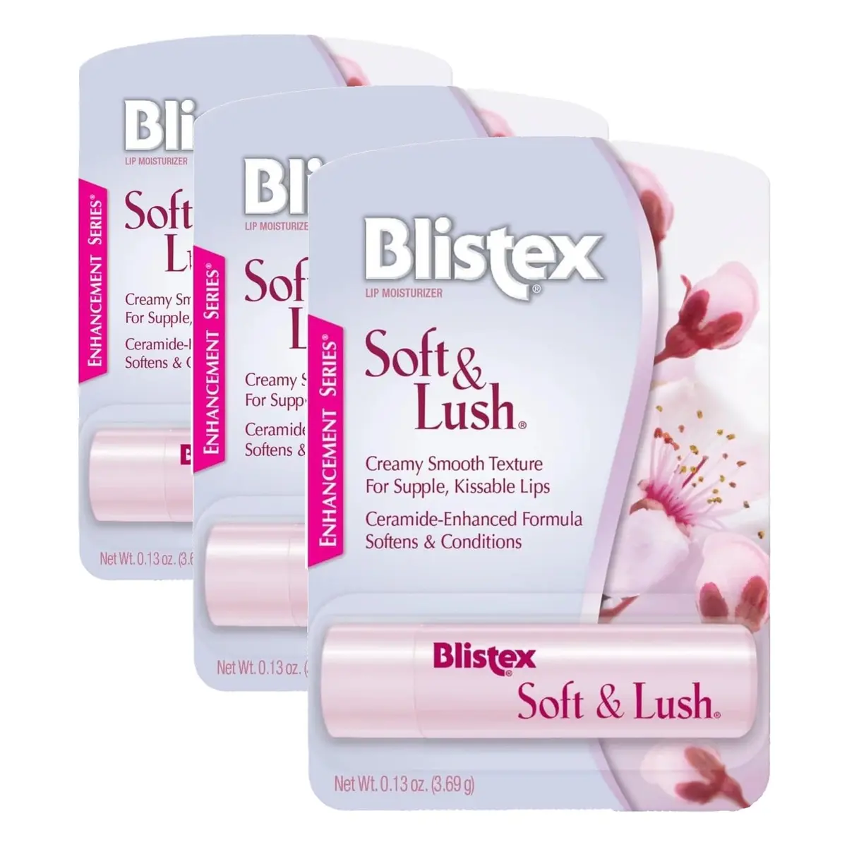 Blistex Soft & Lush Lip Protectant Tube 0.13oz (Pack of 3) Hydrates & Softens Lips Daily - main product image