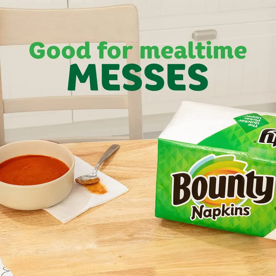 Bounty Paper Napkins White 200 Count (Pack of 3) | 600 Total Napkins for Meals - view 3