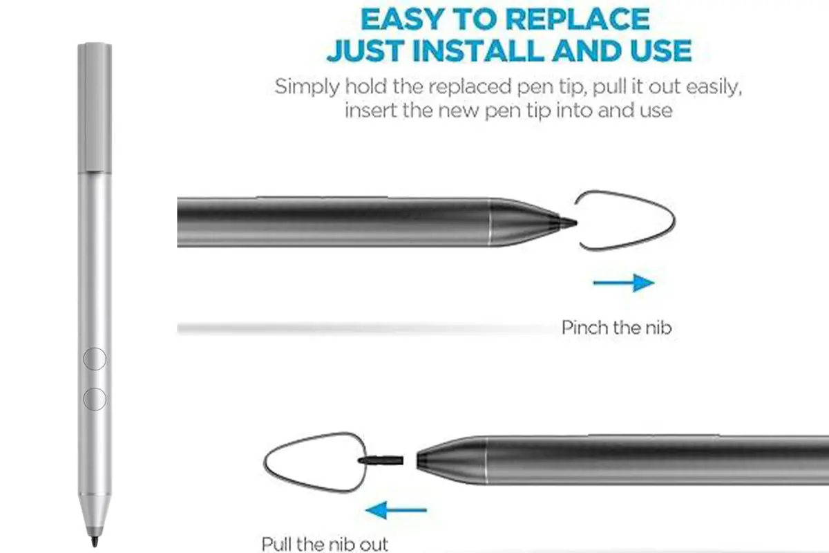 MITATTOK Active Stylus Pen for HP Laptops - Pressure Sensitive, Windows Ink, Palm Rejection, 12-Month Battery, Silver - view 8