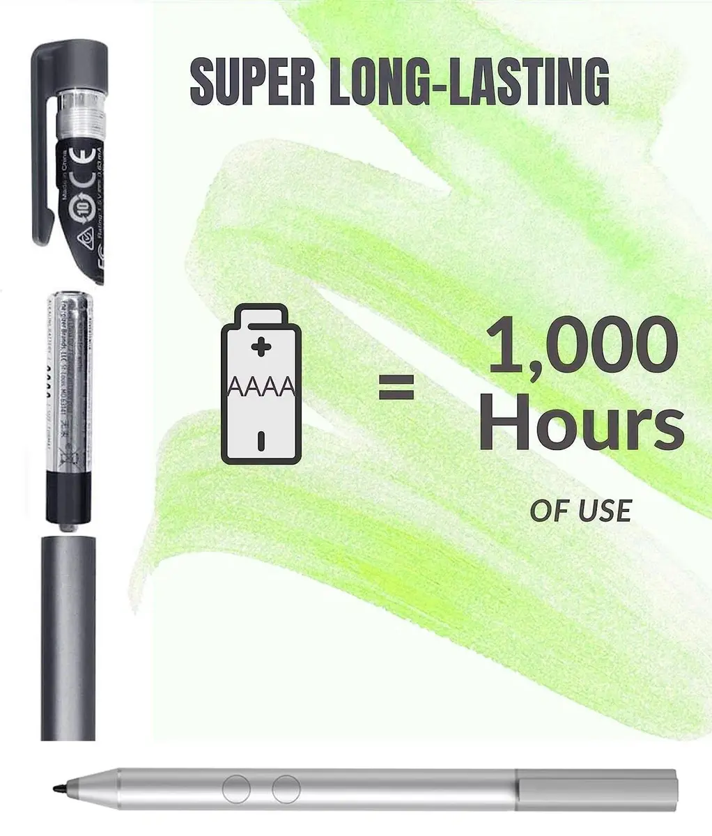 MITATTOK Active Stylus Pen for HP Laptops - Pressure Sensitive, Windows Ink, Palm Rejection, 12-Month Battery, Silver - view 2