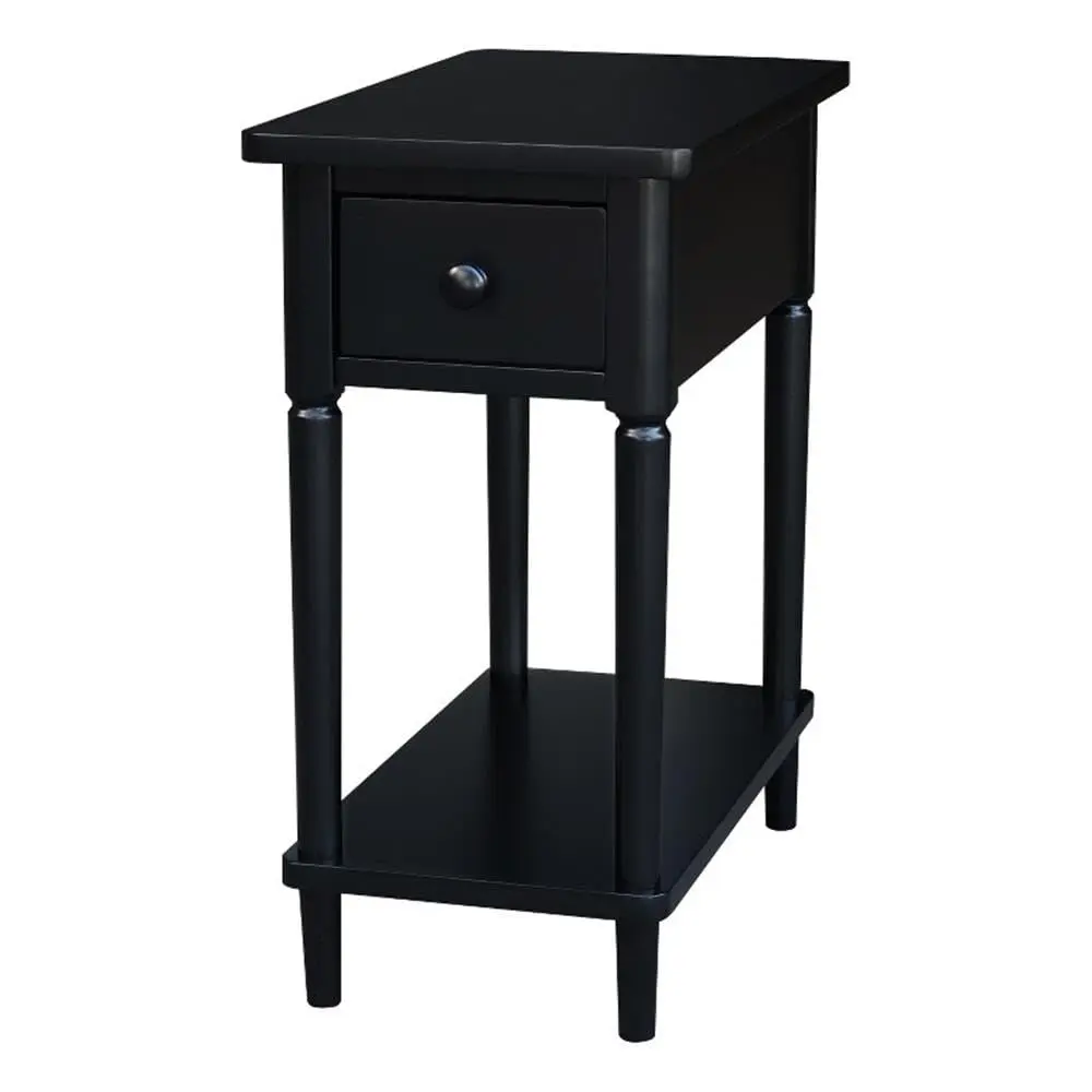 IC INTERNATIONAL CONCEPTS Solid Wood Narrow Side Table in Black | Durable, Elegant Accent Piece - main product image