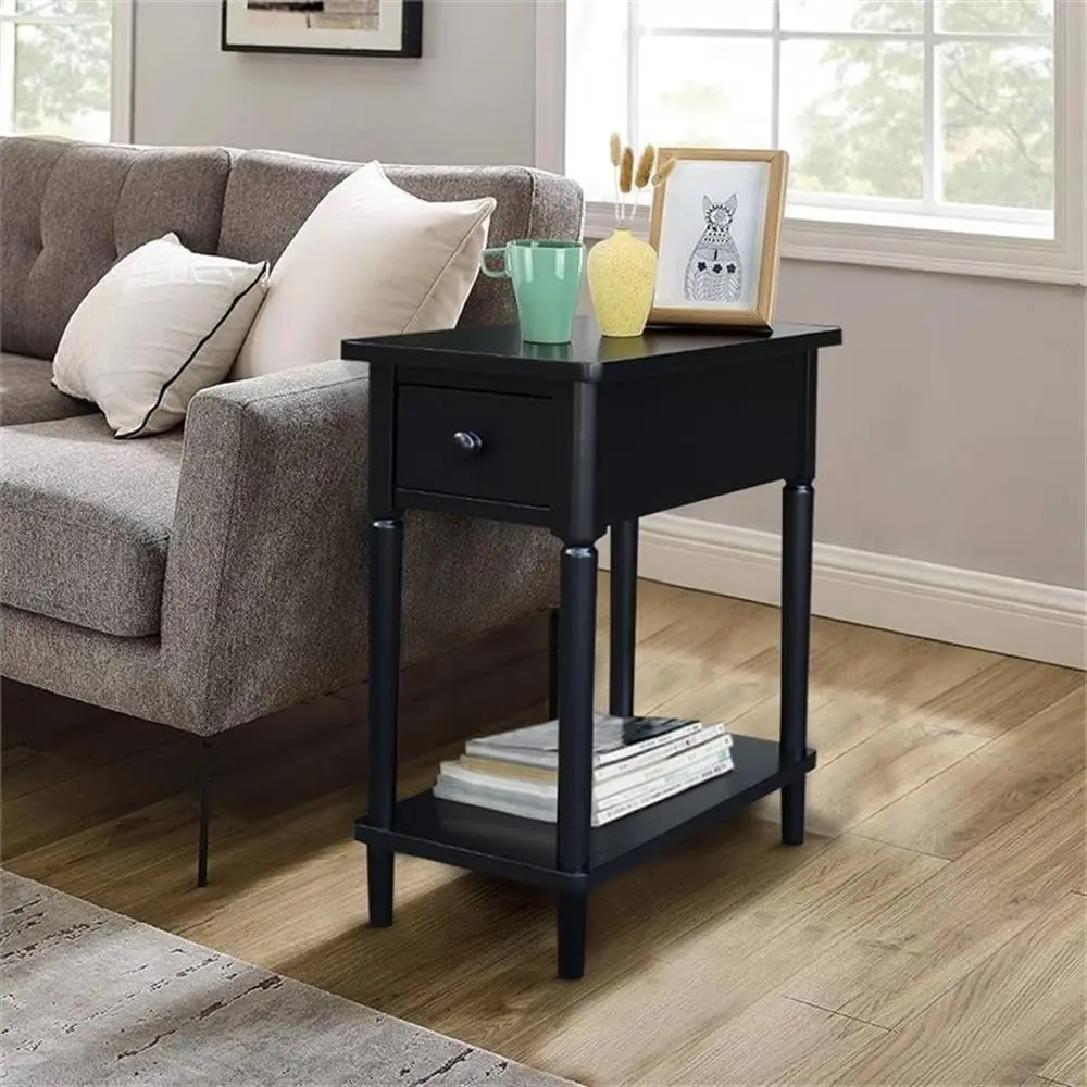 IC INTERNATIONAL CONCEPTS Solid Wood Narrow Side Table in Black | Durable, Elegant Accent Piece - view 2