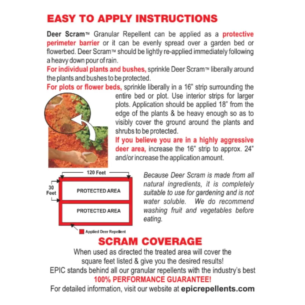 EPIC REPELLENTS Deer Scram All Natural Granular Repellent 10 lb | Long-lasting, eco-friendly deer deterrent - view 4